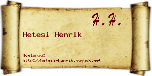 Hetesi Henrik névjegykártya